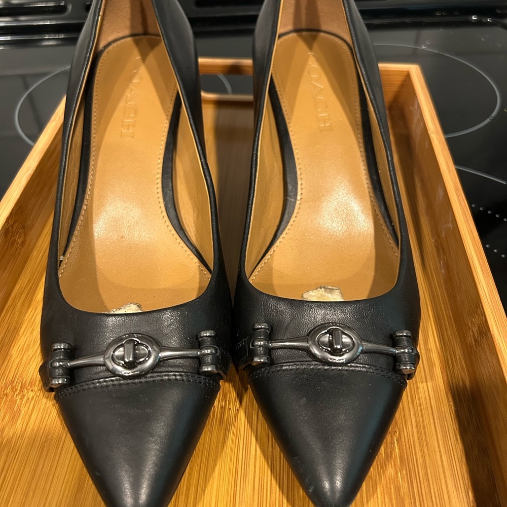 Coach Black Leather Heels with Pointed Toe